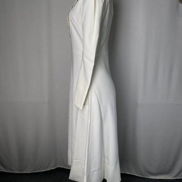 Miri New York Women’s Embellished Collar Midi Dress Size 2 Cream White - Picture 13 of 15